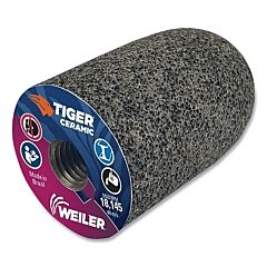 Weiler 68406 Tiger® Grinding Cone, 2 In Dia X 3 In Thick X 5/8 In-11 Arbor, 20 Grit, Ceramic Alumina, Type 18R, 12 Ea/Bx