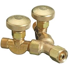 Western Enterprises 111 Valved Y Connection, 200 Psig, Brass, B-Size (F) To B-Size (M), 9/16 In-18 (F)