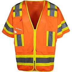 Pip 303-0700-Or/4X Class 3 Two-Tone Ten Pocket Surveyors Tech Vest, Orange, Size 4X-Large