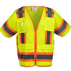 Pip 303-0700-Ly/5X Class 3 Two-Tone Ten Pocket Surveyors Tech Vest, Yellow, Size 5X-Large