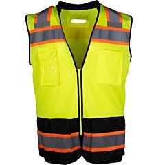 Pip 302-0660D-Ly/4X Class 2 Black Bottom Mesh Vest With D Ring Access, Yellow, Size 4X-Large