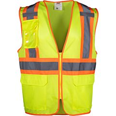 Pip 302-V210-Ly/2X Class 2 Two-Tone Mesh Vest, Yellow, Size 2X-Large