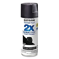 Rust-Oleum® 334020 Painter'S Touch Ultra Cover 2X Spray, 12 Oz, Flat Black, Gloss Finish