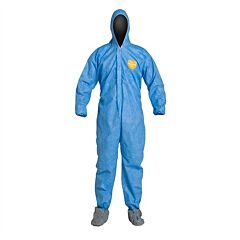 Dupont Pb122Sbuxl002500 Proshield Basic Coveralls, Hood, Attached Boots, Blue, X-Large