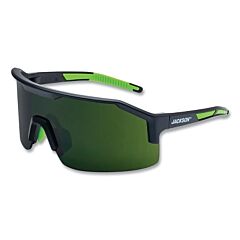 Jackson Safety 60001 Maxview+ Safety Glasses, 5 Ir Lens, Polycarbonate, Anti-Fog, Anti-Scratch, Black Half Frame, Black/Green Temple