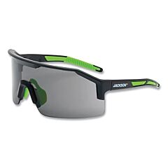 Jackson Safety 60003 Maxview+ Safety Glasses, Smoke, Polycarbonate, Anti-Fog, Anti-Scratch, Black Half Frame, Black/Green Temple