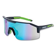Jackson Safety 60006 Maxview+ Safety Glasses, Green Mirror, Polycarbonate, Hard Coated, Anti-Scratch, Black Half Frame, Black/Green Temple
