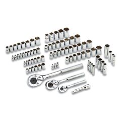 Proto 47181 Combination Socket Set, 81-Pc, 1/4 In_ 3/8 In_ 1/2 In Drive Size, 6-Point, 12-Point, Deep/Standard, Metric/Sae