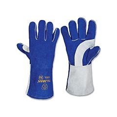 Tillman 1252 Stick Welding Gloves, Premium Side Split Cowhide Palm/Boh/Cuff, Cut Resistant, Blue/Pearl, 14 In L Cuff, Size Medium