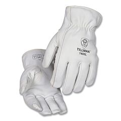 Tillman 1408 Drivers Gloves, Top Grain Cowhide, Para-Aramid/Steel Blend Liner, A6 Cut Resistant, Pearl, Size Large