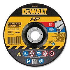 Dewalt® Dwa8426F High Performance Cutting Wheel, Type 27, 6 In Dia X 0.040 In Thick X 7/8 In Arbor, 60 Grit, Aluminum Oxide