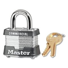Master Lock 3Ka-0536 No. 3 Laminated Steel Padlock, 9/32 In Dia, 5/8 In W X 3/4 In H Shackle, Silver/Gray, Keyed Alike, Keyed 0536