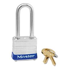 Master Lock 7Kalf-P303 No. 7 Laminated Steel Padlock, 3/16 In Dia, 1/2 In W X 1-1/2 In H Shackle, Silver/Blue, Keyed Alike, Keyed P303