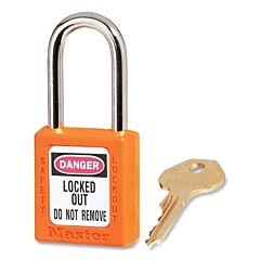 Master Lock 410Orj Zenex Thermoplastic Safety Lockout Padlock, 410, 1-1/2 W X 1-3/4 H Body, 1-1/2 In H Shackle, Kd, Orange