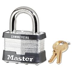 Master Lock 5Ka-0306 No. 5 Laminated Steel Padlock, 3/8 In Dia X 15/16 In W X 1 In H Shackle, Silver/Gray, Keyed Alike, Keyed 0306