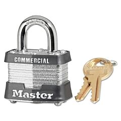 Master Lock 3Ka-3753 No. 3 Laminated Steel Padlock, 9/32 In Dia, 5/8 In W X 3/4 In H Shackle, Silver/Gray, Keyed Alike, Keyed 3753