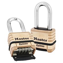 Master Lock 1175Dlh Proseries® Resettable Combination Padlock, 3/8 In Dia X 15/16 In W X 2-1/16 In H Shackle, Brass, Carded