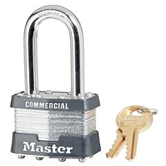 Master Lock 1Kalf-3303 No. 1 Laminated Steel Padlock, 5/16 In Dia, 3/4 In W X 1-1/2 In H Shackle, Silver/Gray, Keyed Alike, Keyed 3303
