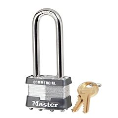 Master Lock 1Kalj-2396 No. 1 Laminated Steel Padlock, 5/16 In Dia, 3/4 In W X 15/16 In H Shackle, Silver/Gray, Keyed Alike, Keyed 2396