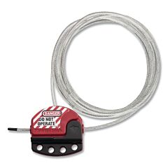 Master Lock S806Cbl15 Adjustable Cable Lockout, 5/32 In Dia, 15 Ft L, Red