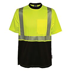 Reflective Apparel 102Ct-Lb-Sm Class 2 Short Sleeve Moisture Wicking T-Shirt With Upf 35 Sun Protection, Hi-Vis Yellow/Black, Size Small