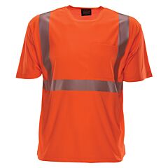 Reflective Apparel 102Ct-Or-Sm Class 2 Short Sleeve Moisture Wicking T-Shirt With Upf 35 Sun Protection, Orange, Size Small