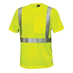 Reflective Apparel 103Ct-Lm-7X Class 2 Short Sleeve Moisture Wicking T-Shirt With 3M Scotchlite Comfort Trim, Yellow, Size 7X-Large