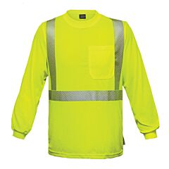 Reflective Apparel 202Ct-Lm-5X Class 2 Long Sleeve Moisture Wicking T-Shirt With Upf 35 Sun Protection, Yellow, Size 5X-Large