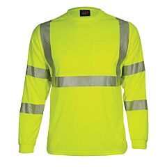 Reflective Apparel 204Ct-Lm-4T Class 3 Long Sleeve Moisture Wicking T-Shirt With Upf 35 Sun Protection, Yellow, Size 4X-Large/Tall