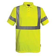 Reflective Apparel 304St-Lm-2X Class 3 Short Sleeve Moisture Wicking Polo Shirt With Upf 35 Sun Protection, Yellow, Size 2X-Large