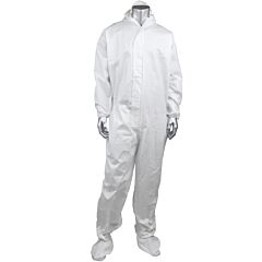Pip 3629/M Posiwear Ba Coverall With Extended Neckline At Hood, Boot, Elastic Wrist/Ankle, Double Sided Tape At Zipper Placket Extension, White, Size Medium