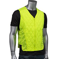 Ez-Cool 390-Ez101/S Evaporative Cooling Vest Contoured With Zipper, Yellow, Size Small
