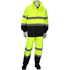 Pip 4530/5Xl Class 3 Two-Piece Rain Suit With Black Bottom, Yellow, Size 5X-Large