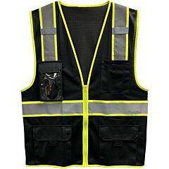 Reflective Apparel 500Gt-Bk-2X Ansi Type O Class 1 Two-Tone Five Pocket Enhanced Visibility Mesh Vest, Black, Size 2X-Large