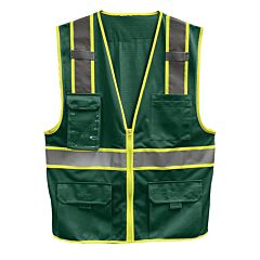 Reflective Apparel 500Gt-Gn-Sm Ansi Type O Class 1 Two-Tone Five Pocket Enhanced Visibility Mesh Vest, Green, Size Small