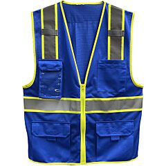 Reflective Apparel 500Gt-Rb-Md Ansi Type O Class 1 Two-Tone Five Pocket Enhanced Visibility Mesh Vest, Royal, Size Medium