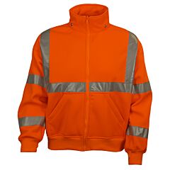 Reflective Apparel 602St-Or-4X Class 3 Full Zip Sweatshirt With Removable Hood, Orange, Size 4X-Large
