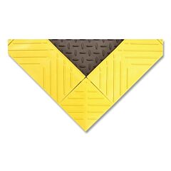 Notrax 621S3060By Diamond Flex-Lok Solid Tile, 621, 1 In X 30 In W X 60 In L, Assembled With Beveled Corner And 3-Beveled Ramps, Pvc, Blk/Ylw