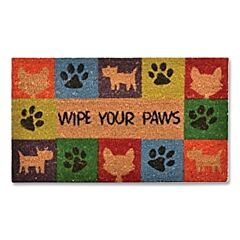 Notrax C12S1830Wp Coir Vinyl-Backed Front Door Mat, C12, 1/2 In X 18 In W X 30 In L, Coconut Fibers, Vinyl Back, Natural, Wipe Your Paws Design