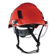Jackson Safety 22177 Xs2-500 Series Type 2+ Safety Helmet, 6-Point Suspension, Vented With Flip-Up Visor, Red