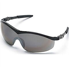 Mcr Safety St117 Storm Safety Glasses, Black Frame W/Ratchet Temple, Silver Mirror Lens