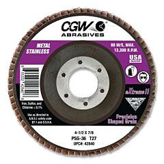 Cgw Abrasives 42881 Psg Extreme Ii Flap Disc, 4-1/2 In Dia, 40 Grit, 5/8 In -11 Arbor, 13300 Rpm