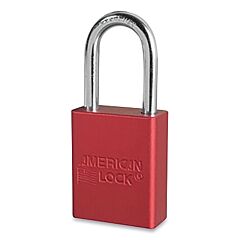 American Lock A1106Kared-32743 Anodized Aluminum Safety Padlock, 1/4 In Dia, 1-1/2 In L, 25/32 In W, Red, Keyed Alike, Keyed - 32743