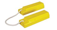 Checkers Ac3515-Rp-P Pair Aviation Chock 15" Yellow Chock Body 24" X 1/2" Nylon Rope Rubber Pad