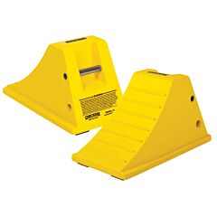 Checkers At3512-Fbrp-Y All-Terrain Heavy-Duty Wheel Chock Flat Bottom W/ Rubber Pad