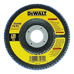 Dewalt Dw8302 Type 27 Flap Disc, High Performance, 4 In Dia, 60 Grit, 5/8 In Arbor, Zirconia Alumina, 15200 Rpm