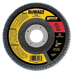 Dewalt Dw8306 Type 29 Flap Disc, 4-1/2 In Dia, 36 Grit, 7/8 In Arbor, Zirconia, 13300 Rpm