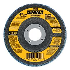 Dewalt Dw8310 Type 29 Flap Disc, 4-1/2 In Dia, 120 Grit, 7/8 In Arbor, Zirconia, 13300 Rpm