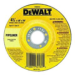 Dewalt Dw8434 Type 27 Depressed Center Wheel, 4-1/2 In, 7/8 In Arbor, A24R Grit, Aluminum Oxide