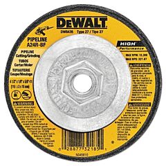 Dewalt Dw8435 Type 27 Grinding Wheel, 4-1/2 In Dia, 5/8 In-11 Tpi, 13300 Rpm, 24 Grit
